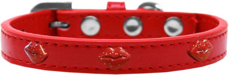 Red Glitter Lips Widget Dog Collar Red Size 18